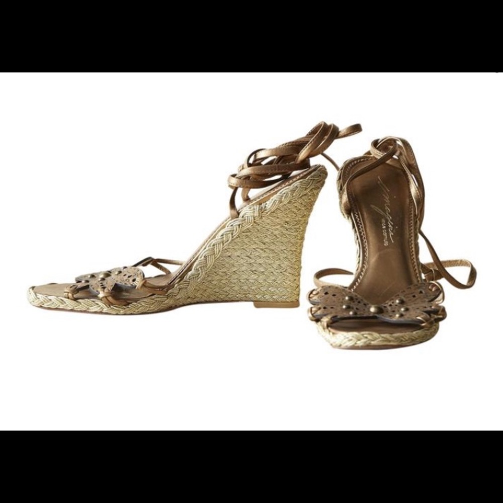 Imagine Vince Camuto gold wedge heels
